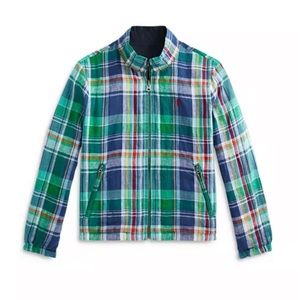 Polo by Ralph Lauren Blue/Plaid Reversible Linen Cotton Jacket Size 24M NWT